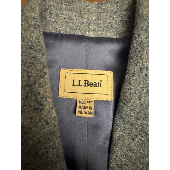 Vintage L.L. Bean Women's Blue Tweed Blazer with 2 way collar size medium - Picture 11 of 14